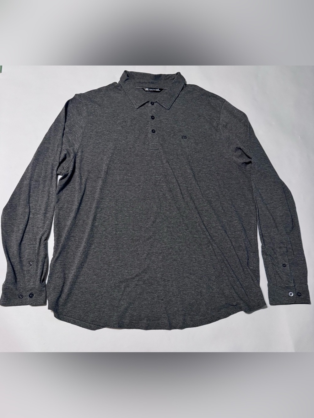 Travis Mathew Polo Shirt Mens Gray XXL Long Sleeve Lightweight Golf